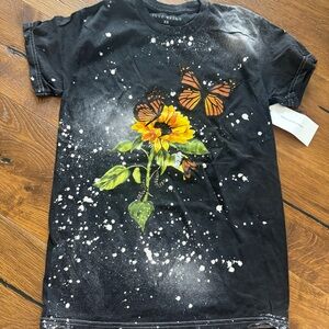 Love Tribe Graphic Tee with Butterfly and Floral Design